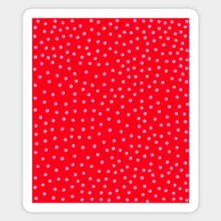 Pink Polka Dot Spots on Red Pattern Sticker